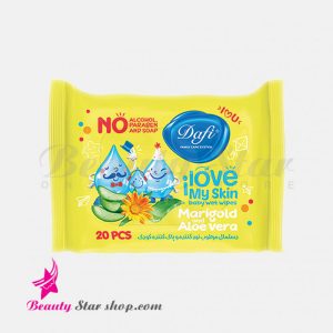 دستمال مرطوب پاک کننده و نرم کننده کودک دافی بسته 20 عددی