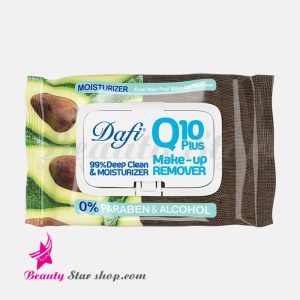 دستمال مرطوب پاک کننده آرایش دافی مدل Q10 Plus طرح آووکادو بسته ۵۰ عددی
