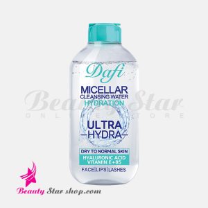 محلول پاک کننده آرایش صورت (میسلار واتر) دافی مدل Hydration مناسب پوست خشک تا نرمال حجم 200 میلی لیتر
