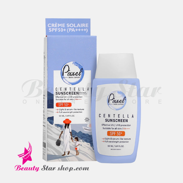 کرم ضد آفتاب بی رنگ سنتلا پیکسل با SPF50 مناسب انواع پوست حجم 50 میلی لیتر
