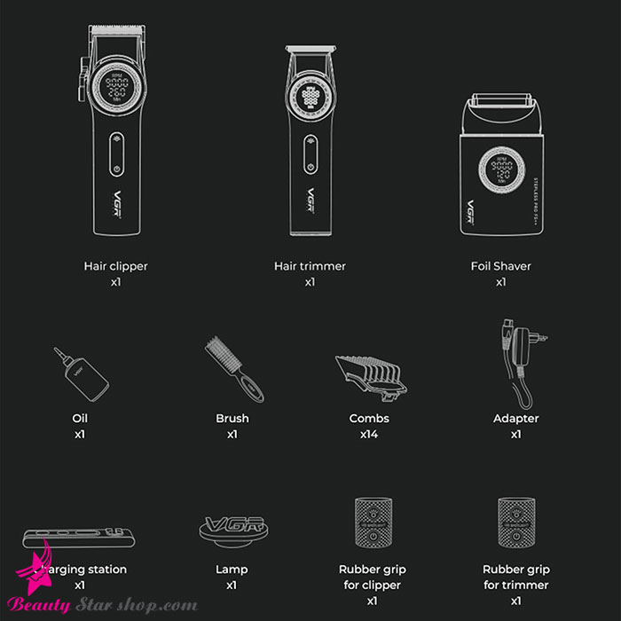 ست ماشین اصلاح کلیپر و تریمر و شیور وی جی آر مدل V-001+V-977+V-377 - تصویر 18